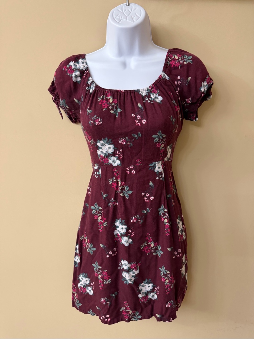 Hollister Plum Babydoll Dress Floral Size S